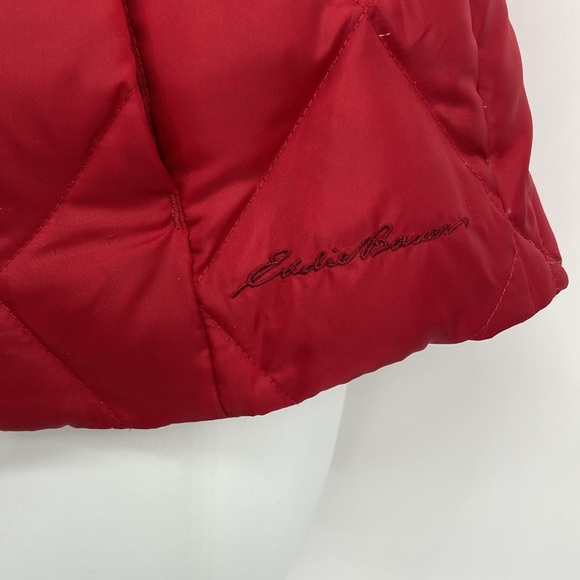 Eddie Bauer Women’s Premium Goose Down Quilted Puffer Vest Burgundy/Wine Color - Picture 6 of 14